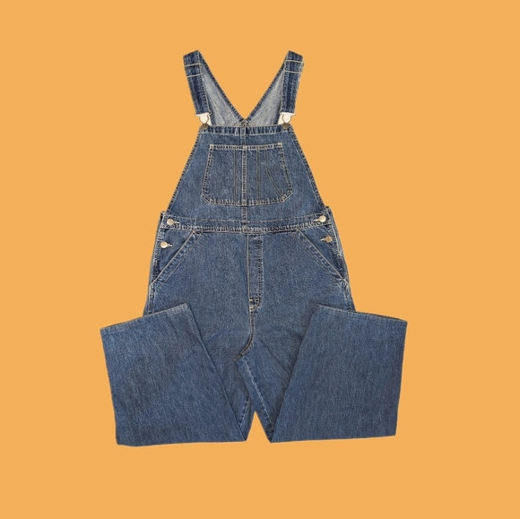 Early 2000s Denim Cropped Leg Oversized Overalls/Bibs - Picture 1 of 12